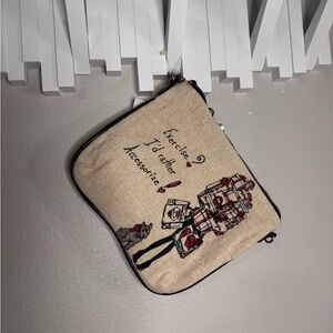 Chic Beige and Black Clutch with Fashion Print